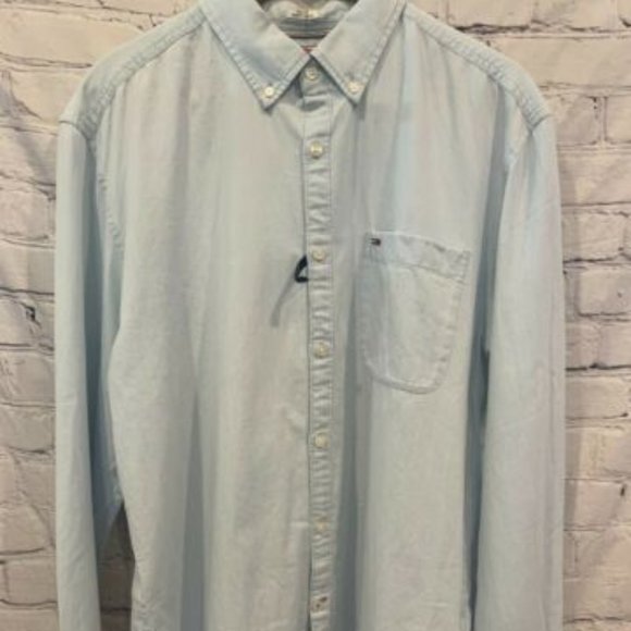 NEW Men's Tommy Hilfiger Denim Button Down Shirt Size XL Slim Fit - Picture 2 of 4